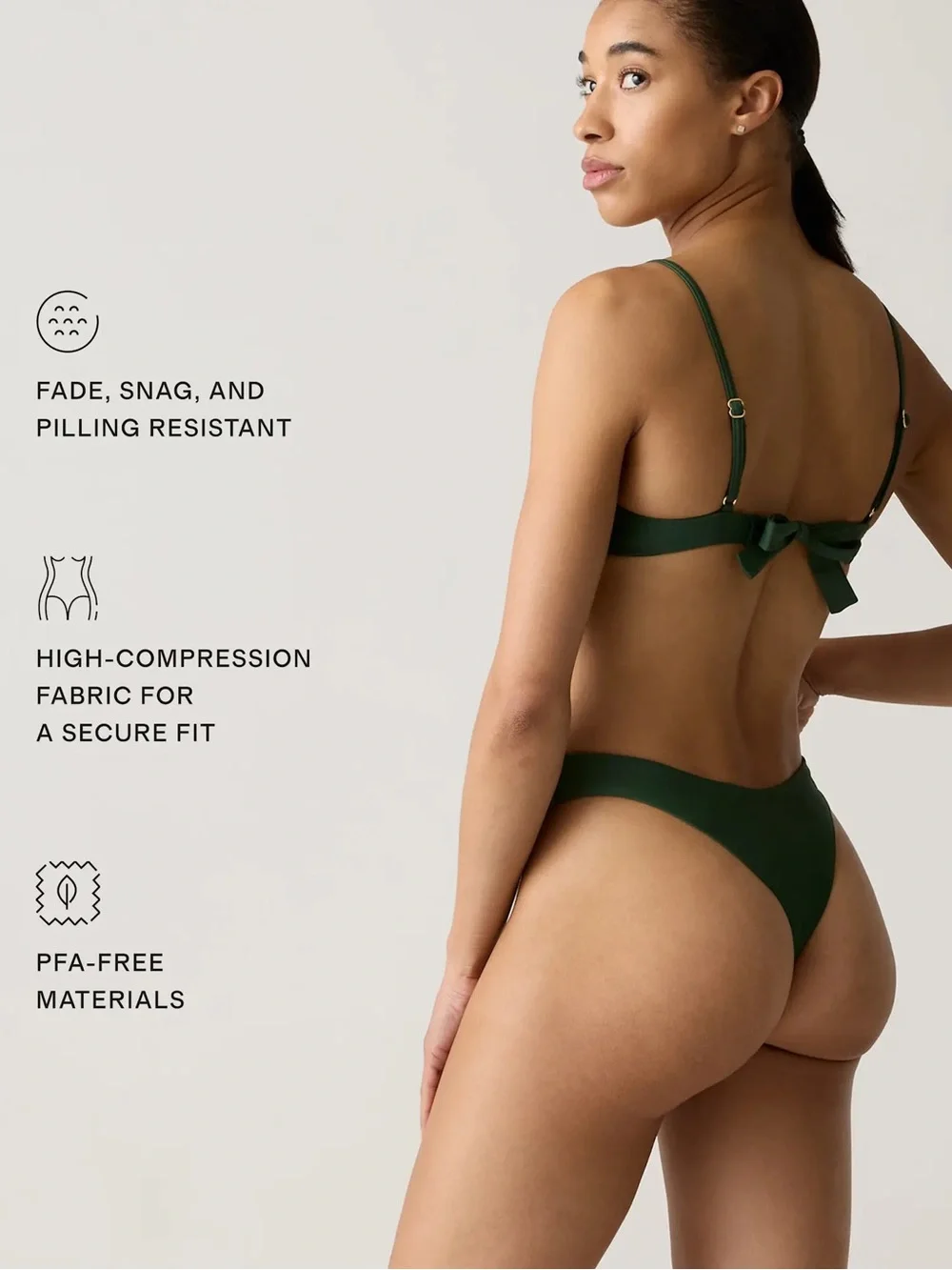 Quince Italian High-Leg Bikini Bottom dark green